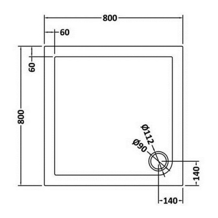TR71006 Nuie 800 x 800mm Square Shower Tray in Slate Grey Line