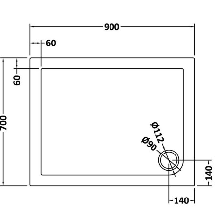 TR71007 Nuie 900 x 700mm Rectangle Shower Tray in Slate Grey Line