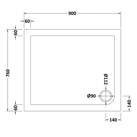 NTP008 Nuie 900 x 760mm Rectangular Shower Tray in Gloss White Line