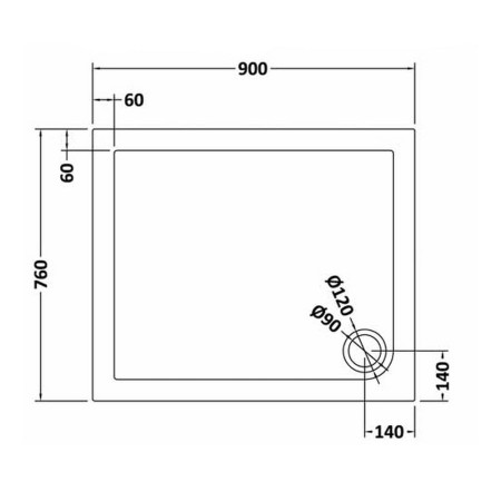 TR71008 Nuie 900 x 760mm Rectangular Shower Tray in Slate Grey Line