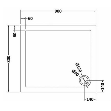 TR71009 Nuie 900 x 800mm Rectangular Shower Tray in Slate Grey Line