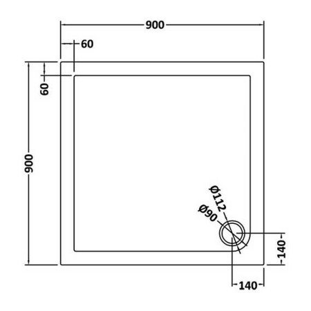 TR71010 Nuie 900 x 900mm Square Shower Tray in Slate Grey Line