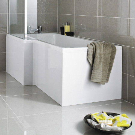 WBS301 Nuie Acrylic 700mm Gloss White L Shape Shower Bath End Panel (2)