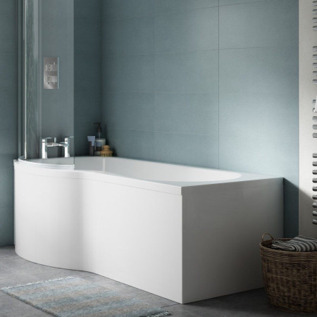 WBB201 Nuie Acrylic 750mm Gloss White B Shape Shower Bath End Panel Lifestyle