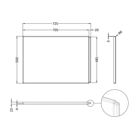 WBB201 Nuie Acrylic 750mm Gloss White B Shape Shower Bath End Panel Line