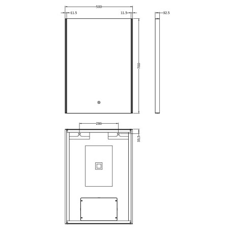 LQ503 Nuie Anser LED 700 x 500mm Touch Sensor Mirror Line Drawing