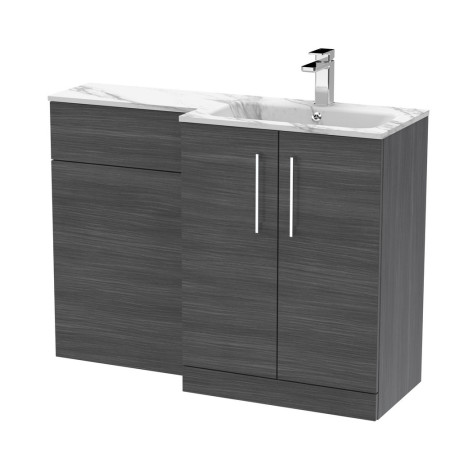 ARN513 Nuie Arno 1100mm Anthracite Combination Unit with Marble L Shaped Basin Right Handed Design