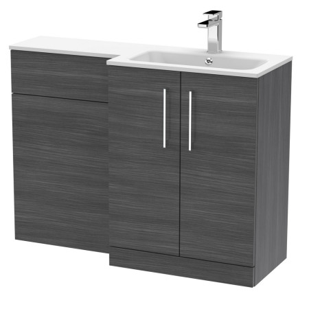 ARN512 Nuie Arno 1100mm Anthracite Combination Unit with White L Shaped Basin Right Handed Design