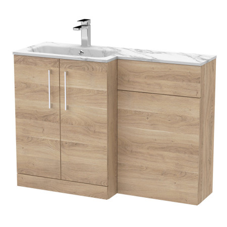 Nuie Arno 1100mm Bleached Oak Combination Unit with Marble L Shaped Basin
