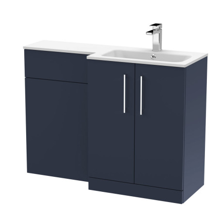ARN2912 Nuie Arno 1100mm Blue Combination Unit with White L Shaped Basin Right Handed Design