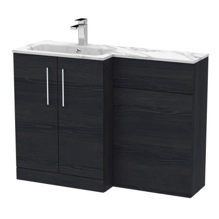 Nuie Arno 1100mm Charcoal Black Combination Unit with Marble L Shaped Basin