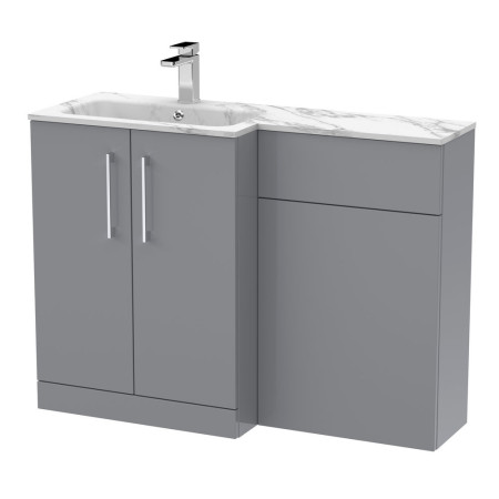Nuie Arno 1100mm Grey Combination Unit with Marble L Shaped Basin