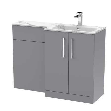 ARN2213 Nuie Arno 1100mm Grey Combination Unit with Marble L Shaped Basin Right Handed Design
