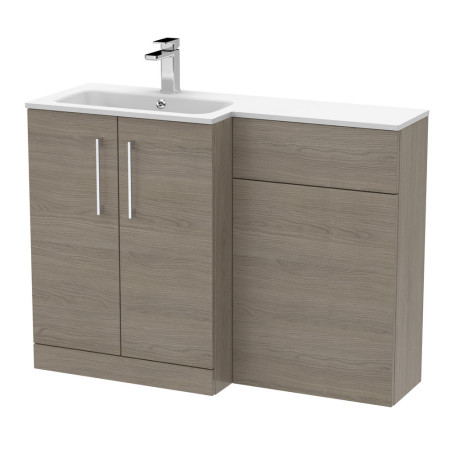 Nuie Arno 1100mm Solace Oak Combination Unit with White L Shaped Basin