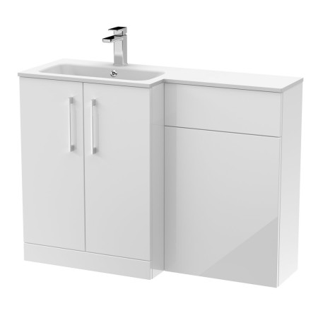 Nuie Arno 1100mm White Combination Unit with White L Shaped Basin