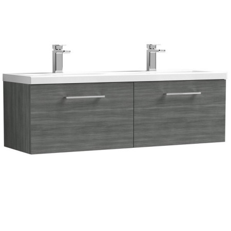 ARN522 Nuie Arno 1200mm Anthracite Woodgrain Wall Hung Two Drawer Vanity Unit (1)