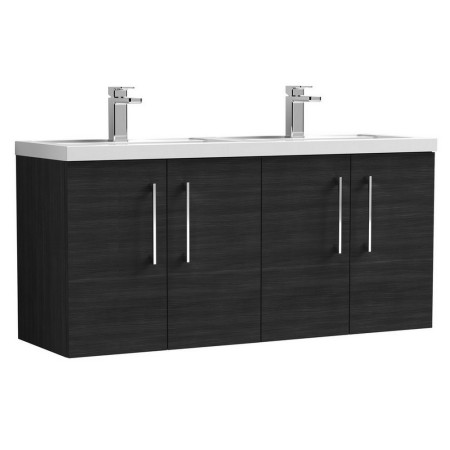 Nuie Arno 1200mm Charcoal Black Wall Hung Four Door Vanity Unit and Basin