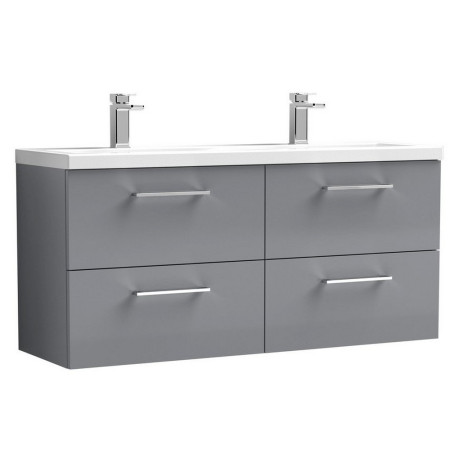 ARN1324 Nuie Arno 1200mm Gloss Cloud Grey Wall Hung Four Drawer Vanity Unit (1)