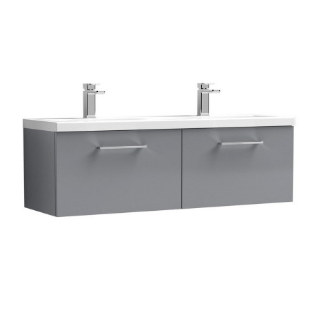 ARN1322 Nuie Arno 1200mm Gloss Cloud Grey Wall Hung Two Drawer Vanity Unit (1)