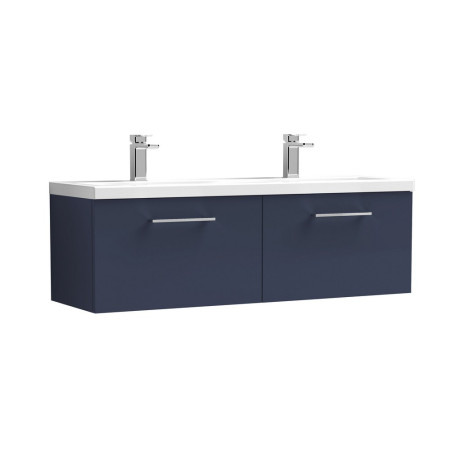 Nuie Arno 1200mm Midnight Blue Wall Hung Two Drawer Vanity Unit with Basin