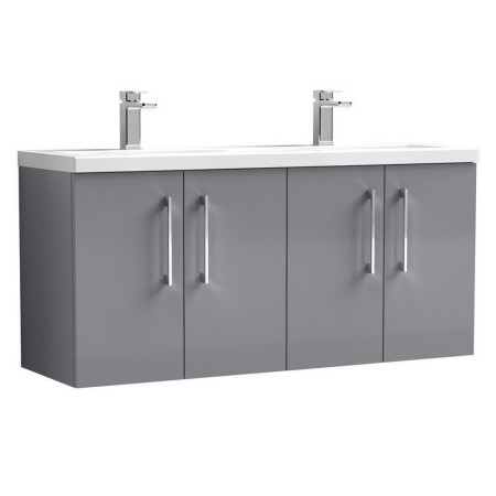 ARN2223 Nuie Arno 1200mm Satin Grey Wall Hung Four Door Vanity Unit with Basin