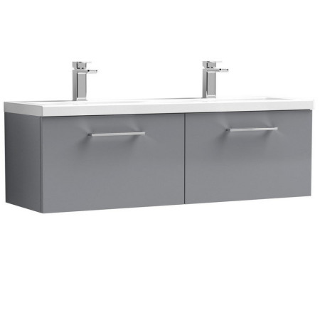Nuie Arno 1200mm Satin Grey Wall Hung Two Drawer Vanity Unit with Basin