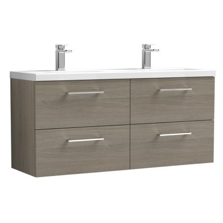 Nuie Arno 1200mm Solace Oak Woodgrain Wall Hung Four Drawer Vanity Unit and Basin