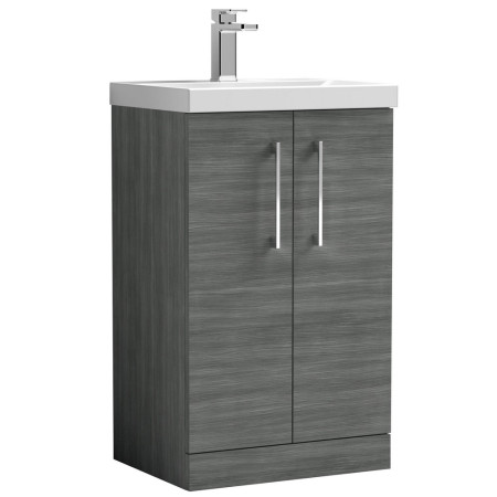 ARN501A Nuie Arno 500mm Anthracite Woodgrain Floor Standing Vanity Unit with Basin