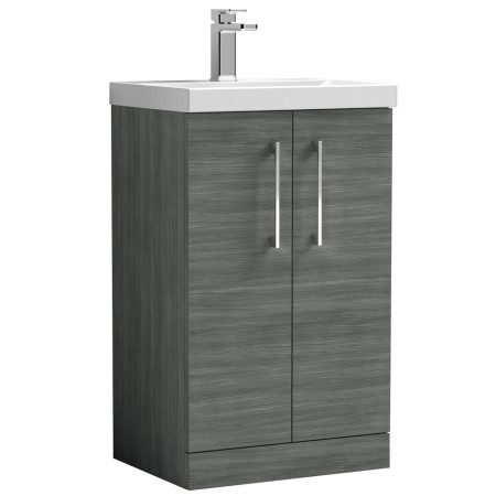 Nuie Arno 500mm Anthracite Woodgrain Floor Standing Vanity Unit with Basin