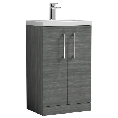 Nuie Arno 500mm Anthracite Woodgrain Compact Floor Standing Unit with Basin