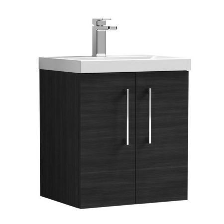Nuie Arno 500mm Black Wall Hung Vanity Unit with Basin