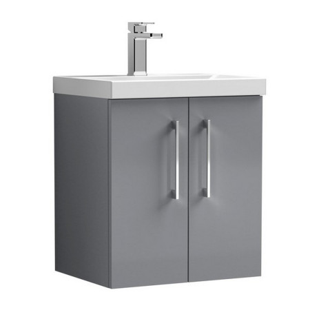 ARN1321A Nuie Arno 500mm Grey Wall Hung Vanity Unit with Basin