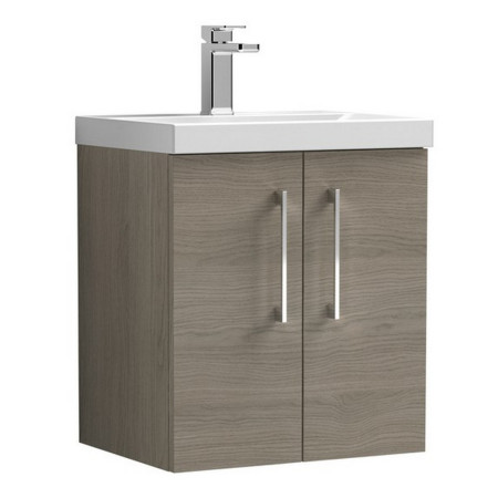 ARN2521A Nuie Arno 500mm Oak Wall Hung Vanity Unit with Basin