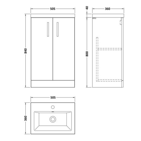 PAL028 Nuie Arno 500mm Satin Anthracite Floor Standing Compact Vanity Unit with Basin (2)