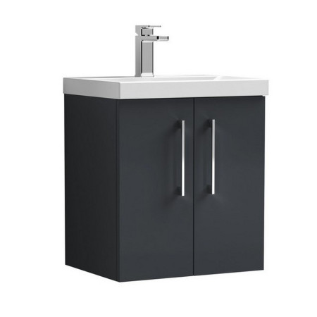 ARN1421 Nuie Arno 500mm Satin Anthracite Wall Hung Two Door Vanity Unit with Basin (1)