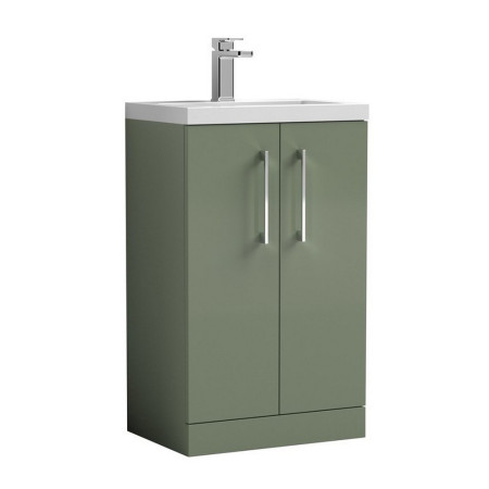 Nuie Arno 500mm Satin Green Compact Floor Standing Unit with Basin