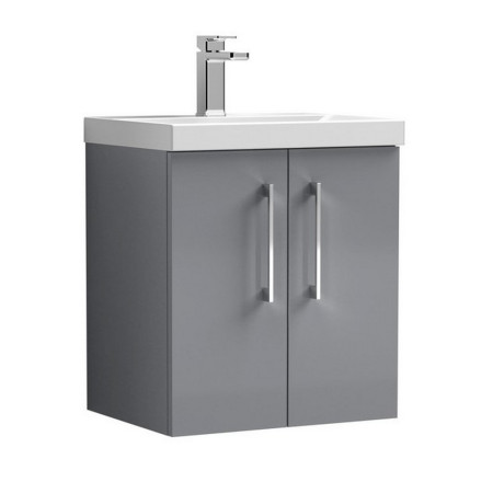 ARN2221 Nuie Arno 500mm Satin Grey Wall Hung Two Door Vanity Unit with Basin (1)