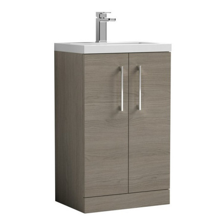 Nuie Arno 500mm Solace Oak Woodgrain Compact Floor Standing Unit with Basin