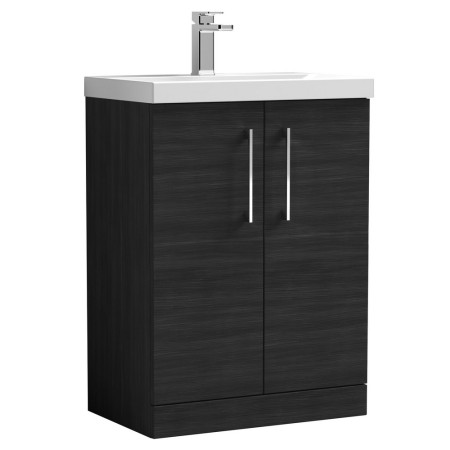 Nuie Arno 600mm Black Floor Standing Vanity Unit with Basin