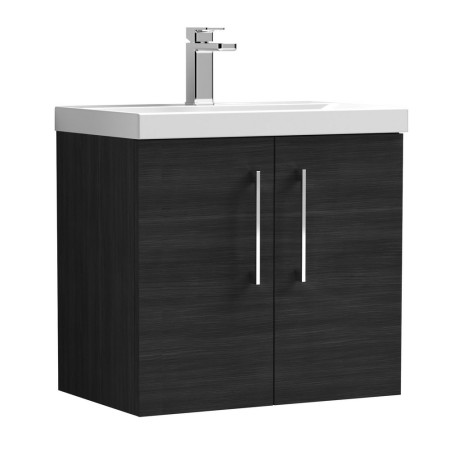 Nuie Arno 600mm Black Wall Hung Vanity Unit with Basin