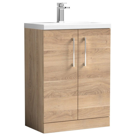 Nuie Arno 600mm Bleached Oak Compact Vanity Unit with Basin