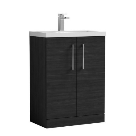 Nuie Arno 600mm Charcoal Black Compact Floor Standing Unit with Basin