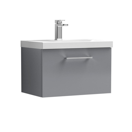 ARN1322A Nuie Arno 600mm Gloss Cloud Grey Wall Hung One Drawer Vanity Unit with Basin (1)