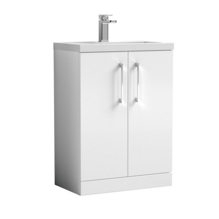 Nuie Arno 600mm Gloss White Compact Floor Standing Unit with Basin