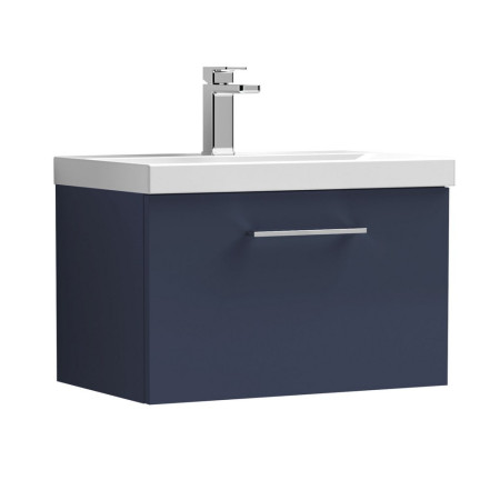 Nuie Arno 600mm Midnight Blue Wall Hung One Drawer Vanity Unit with Basin