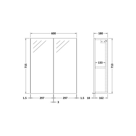 OFF2517 Nuie Arno 600mm Mirror Cabinet Oak Line
