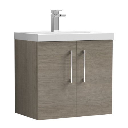 ARN2523A Nuie Arno 600mm Oak Wall Hung Vanity Unit with Basin