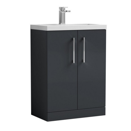 PAL029 Nuie Arno 600mm Satin Anthracite Floor Standing Compact Vanity Unit with Basin (1)
