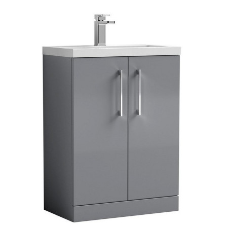 PAL031 Nuie Arno 600mm Satin Grey Floor Standing Compact Vanity Unit with Basin (1)