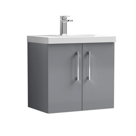 ARN2223 Nuie Arno 600mm Satin Grey Wall Hung Two Door Vanity Unit with Basin (1)